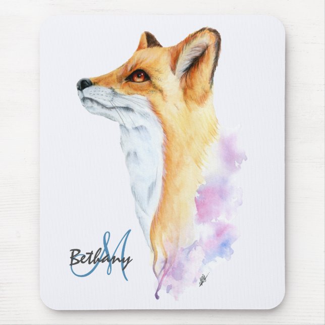 Mousepad Red Fox Watercolor Personalizada (Frente)