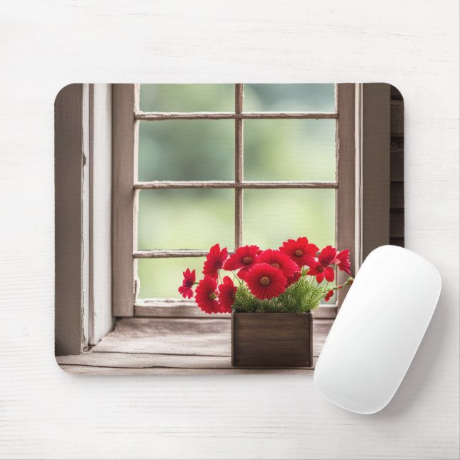 Mousepad Red Gerbera Daisies in Box (Com mouse)