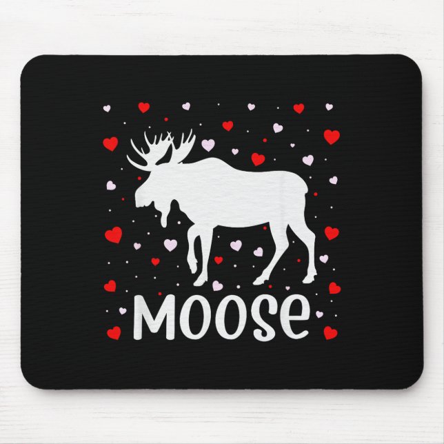Mousepad Red Heart Cud Love Graphic Moose Lover Valentine D (Frente)