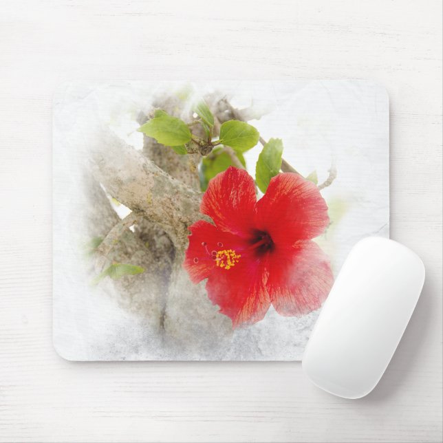 Mousepad Red Hibiscus (Com mouse)