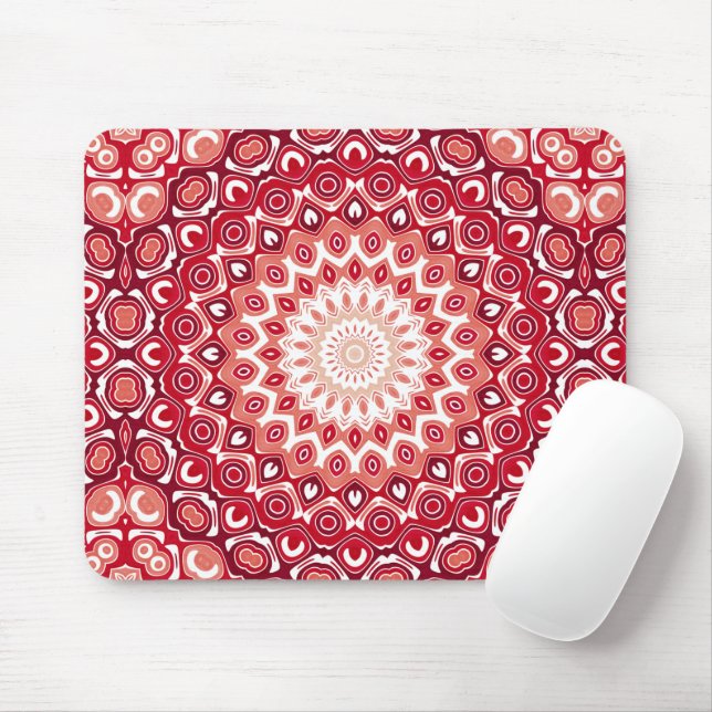 Mousepad Red Mandala Medallion Bold Pattern Design (Com mouse)
