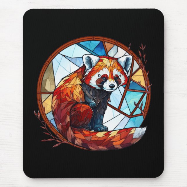 Mousepad Red Panda Animal Retrato De Vidro Obtido (Frente)