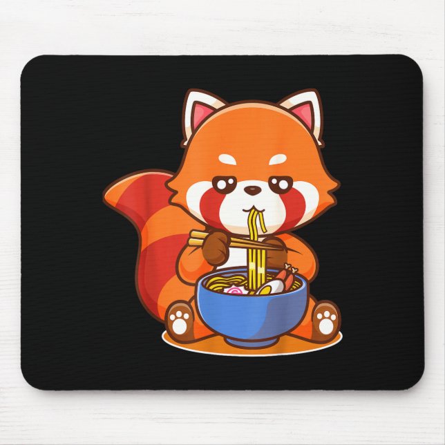 Mousepad Red Panda Eating Ramen Japanese Soup Zoo Animal Zo (Frente)