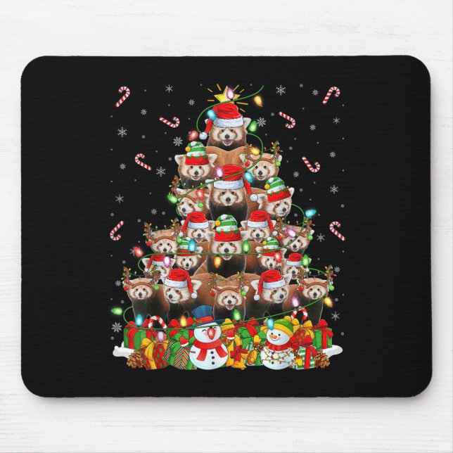 Mousepad Red Panda Xmas Lighting Tree Santa Red Panda Chris (Frente)