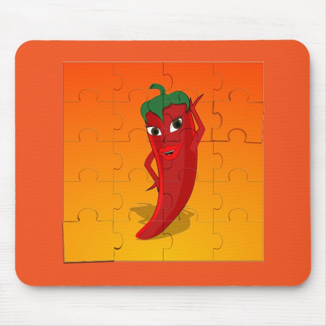 Mousepad Red Pepper Diva Jigsee Quebra-cabeça (Frente)