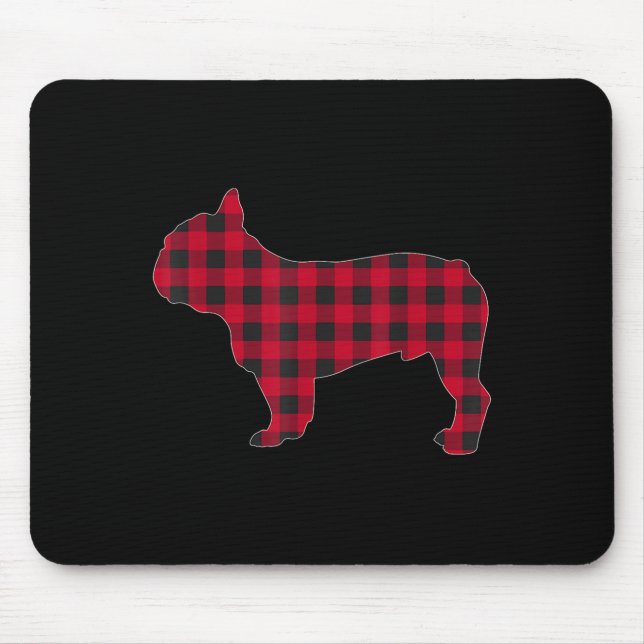Mousepad Red Plaid French Bulldog Dog Lover Matching Christ (Frente)