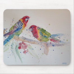 Mousepad Red Rosella Parrot Watercolor Painting