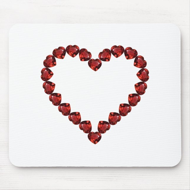 Mousepad Red Ruby Gemstone Heart (Frente)