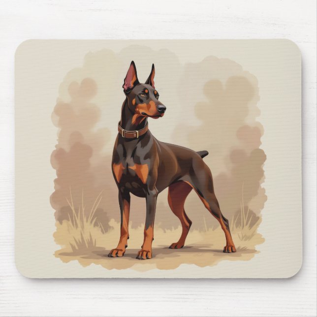 Mousepad Red Rust Brown Doberman Pinscher Dog (Frente)