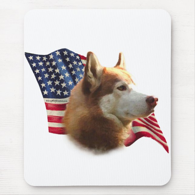Mousepad Red Siberian Husky Flag (Frente)