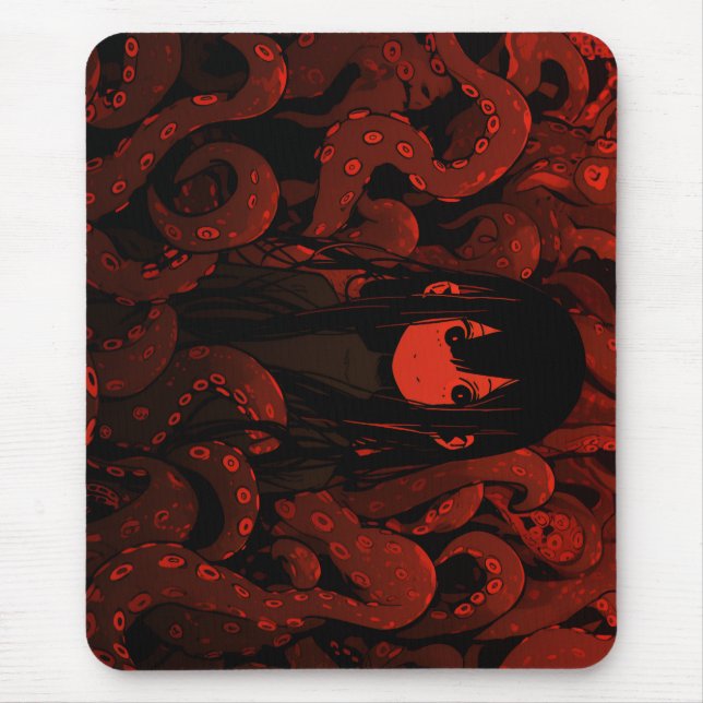 Mousepad Red Tentacle Horror Animy Girl (Frente)