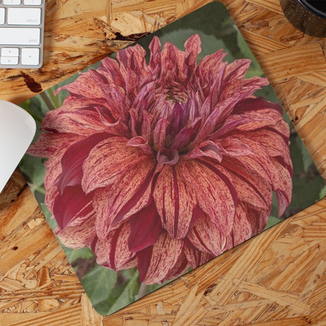 Mousepad Red Varieged Dahlia Bloom Floral (In Situ)