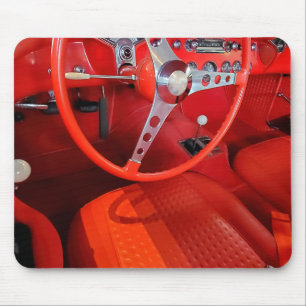 Mousepad Red Vintage Sports Car Interior 