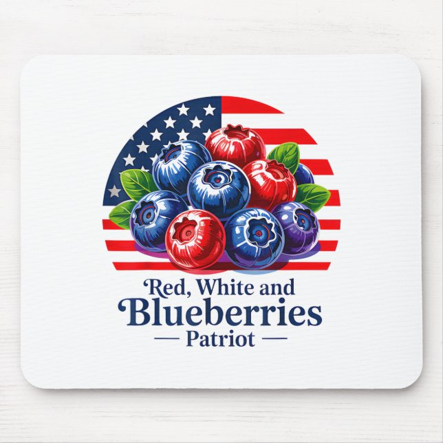 Mousepad Red White And Blueberries Christian Patriotic  (Frente)
