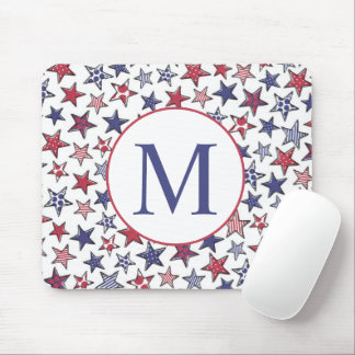 Mousepad Red White Blue Stars América Monograma Patriótico