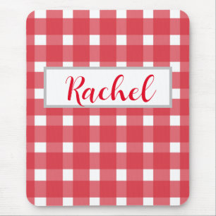 Mousepad Red White Gingham Personalizado