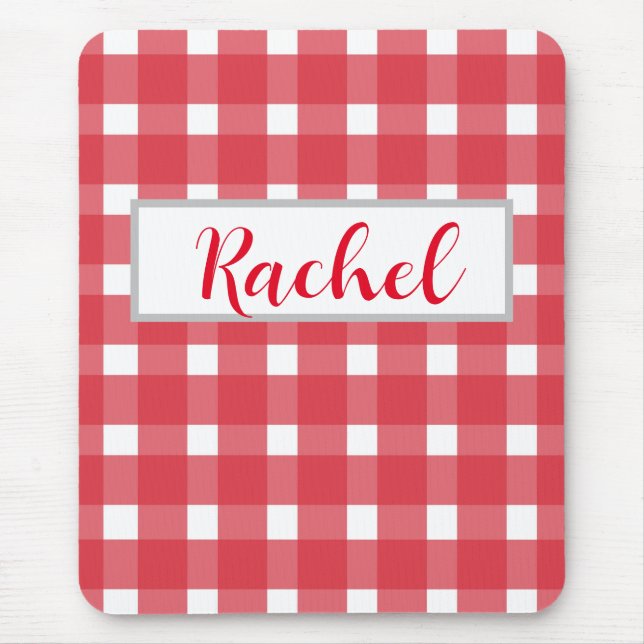 Mousepad Red White Gingham Personalizado (Frente)