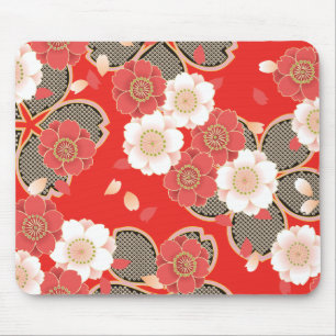 Mousepad Red & White Sakura Japonês Kimono