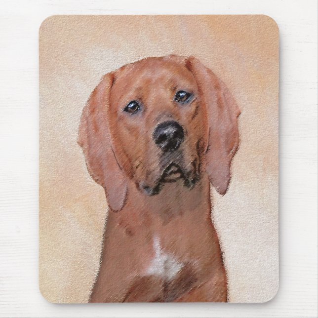 Mousepad Redbone Coonhound Painting - Arte De Cachorro Orig (Frente)