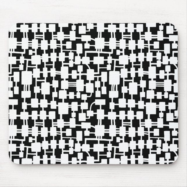 Mousepad Rede abstrato - Branco em Preto (Frente)