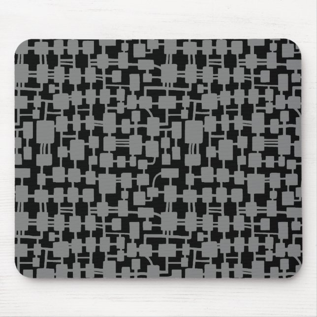 Mousepad Rede abstrato - Cinza em preto (Frente)
