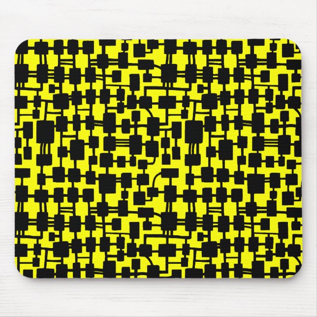 Mousepad Rede abstrato - Preto em Amarelo FFFF00 (Frente)