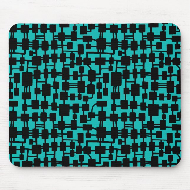Mousepad Rede abstrato - Preto no Azul Aqua 0ABAB5 (Frente)