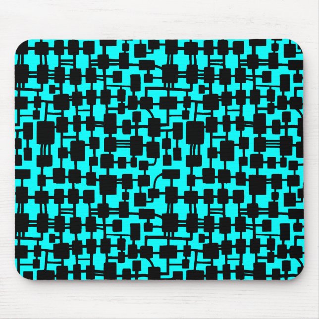 Mousepad Rede abstrato - Preto no ciano 00FFFF (Frente)