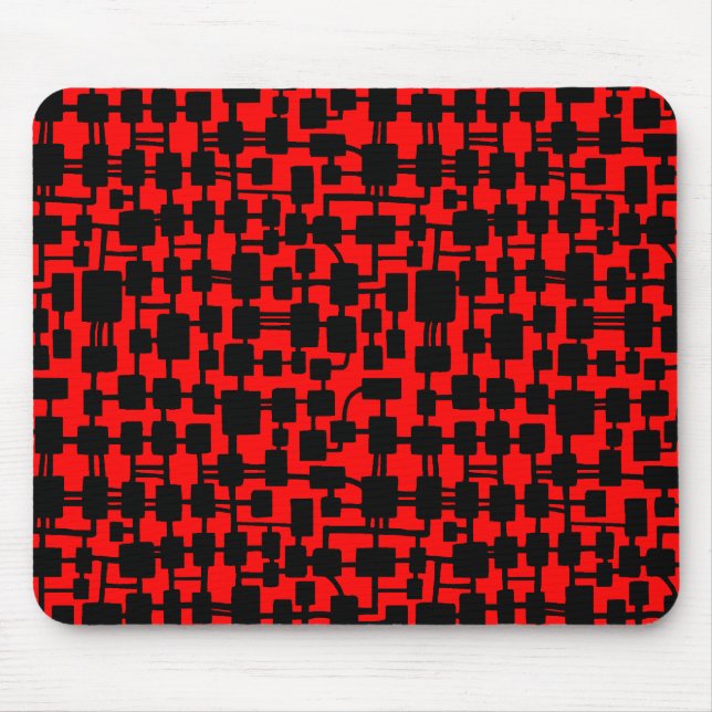 Mousepad Rede abstrato - Preto no Vermelho FF0000 (Frente)