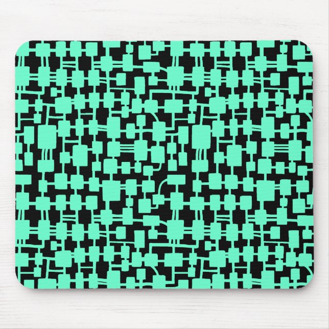 Mousepad Rede abstrato - Turquesa em preto (Frente)