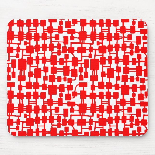 Mousepad Rede abstrato - Vermelho em Branco (Frente)