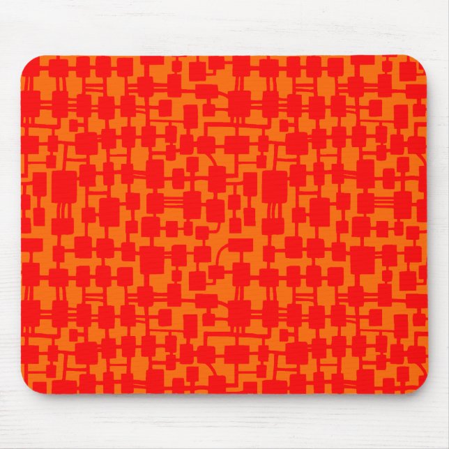 Mousepad Rede abstrato - Vermelho no Orange FF6600 (Frente)