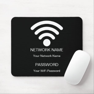 Mousepad Rede Wifi com Marca Personalizada e Senha Preta