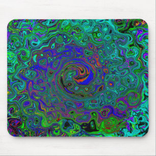 Mousepad Redemoinho Abstrato Azul e Aquamarina Retro