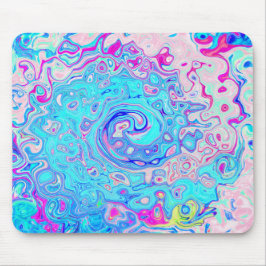 Mousepad Redemoinho Azul de Ovo de Robin Abstrato Groovy Re