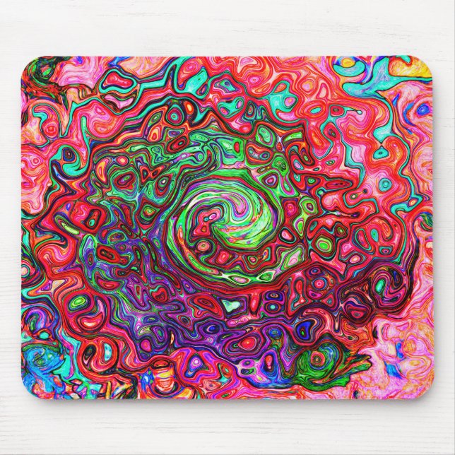 Mousepad Redemoinho Líquido Abstrato Groovy Retro a Aquarel (Frente)