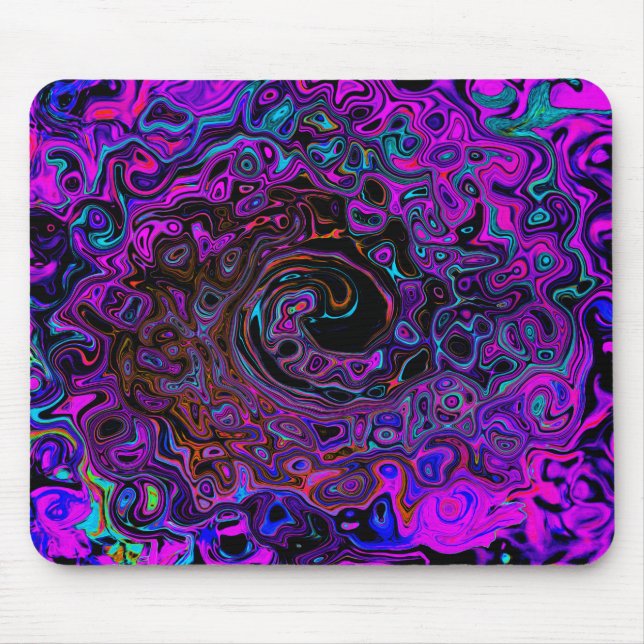 Mousepad Redemoinho Líquido Retro Preto e Magenta Trippy (Frente)