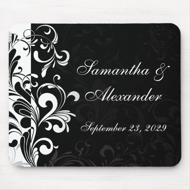 Mousepad Redemoinho preto e branco contemporâneo (Frente)