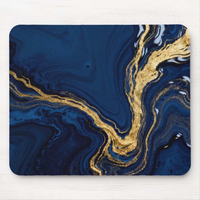 Mousepad Redemoinhos de Mármore Dourado Fluido (Frente)