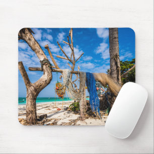Mousepad Redes de pesca que secam na praia