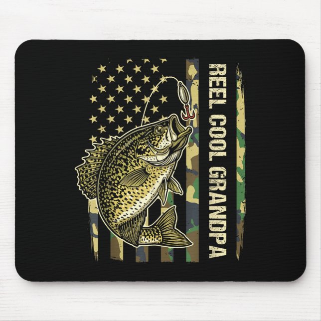 Mousepad Reel Cool Grandpa Crape Fishing Camo American Flag (Frente)