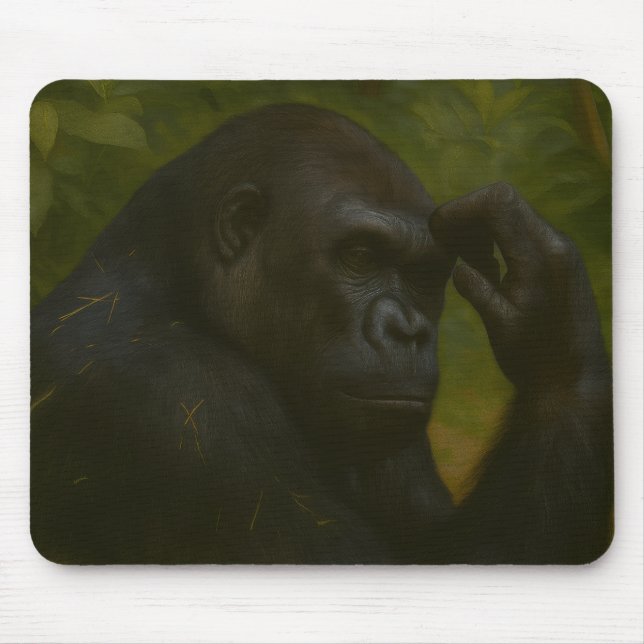 Mousepad Reflexão com Gorila - Retrato Pensado sobre a Vida (Frente)
