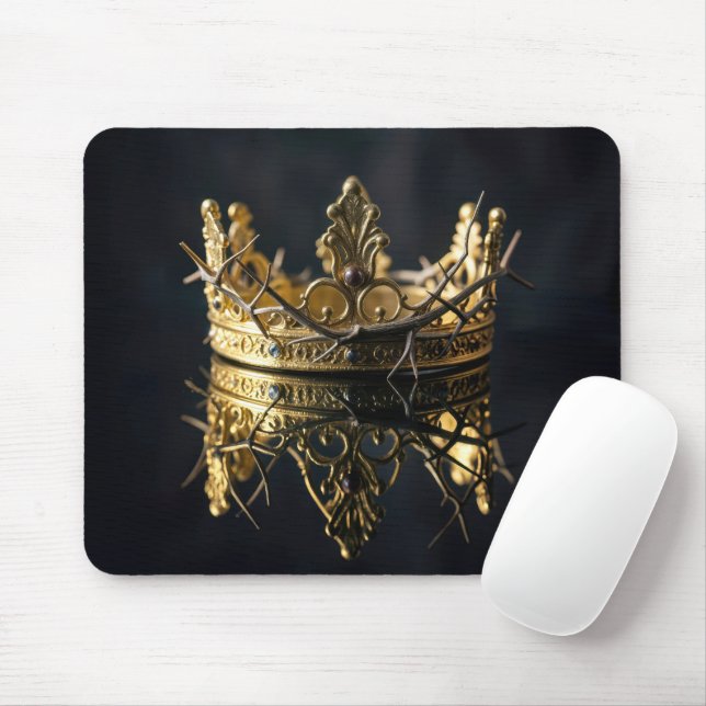 Mousepad Reflexão da Coroa de Ouro e Coroa de Espinhos (Com mouse)