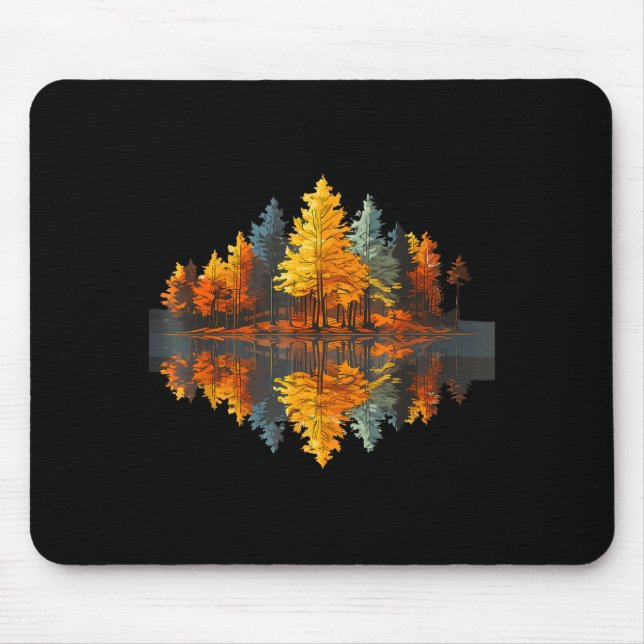 Mousepad Reflexão da natureza floresta de outono gráfico ao (Frente)