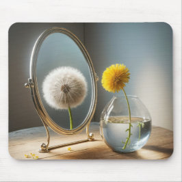 Mousepad Reflexão de Dandelion em um espelho