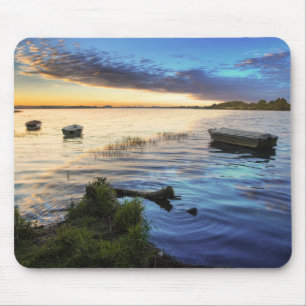 Mousepad Reflexão dos barcos de navigação do por do sol