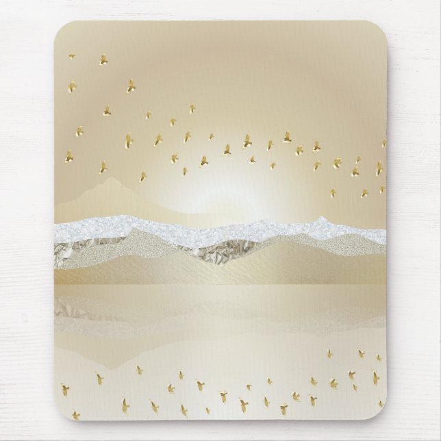 Mousepad Reflexão Dourada Da Montanha Solar De Inverno Em Á (Frente)