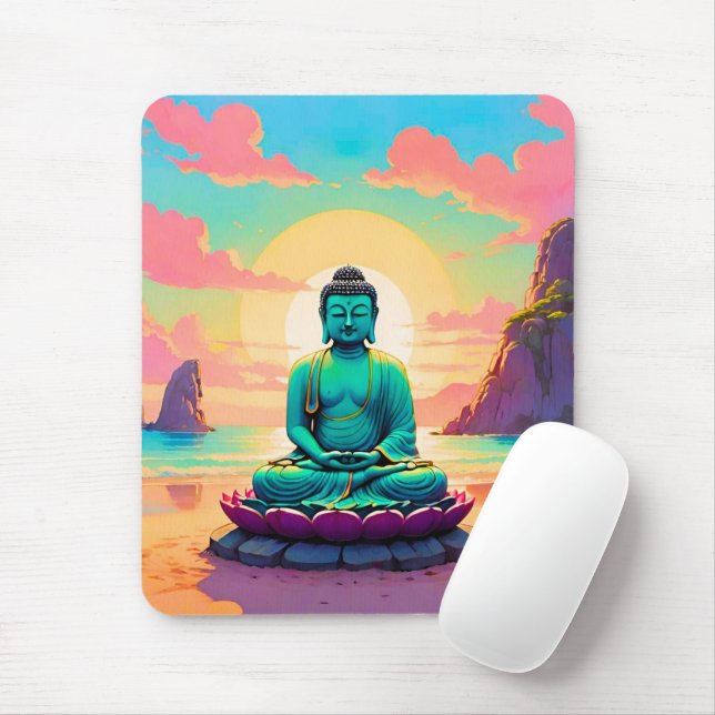 Mousepad Reflexo do pôr do sol de Buda (Com mouse)