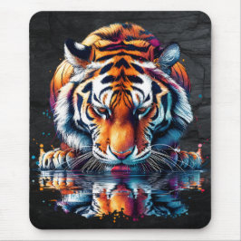 Mousepad Reflexo do Tigre Bebendo Água