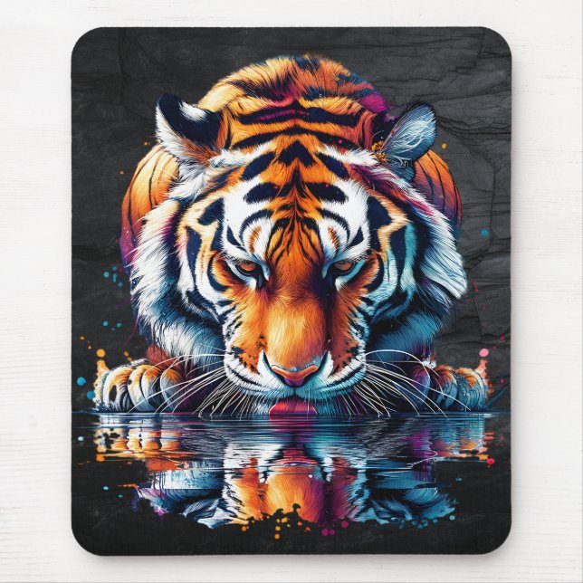 Mousepad Reflexo do Tigre Bebendo Água (Frente)